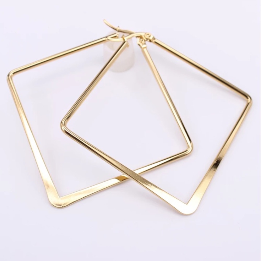 18K gold plated unique hoop earrings - Picture 5 of 5
